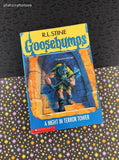 VTG 1995 1st Printing R.L. Stine Goosebumps #27, A Night in Terror Tower Softcover