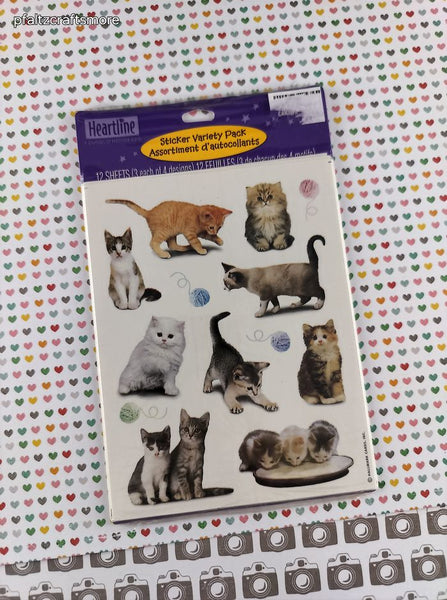 Vintage Hallmark Heartline Playful Cats Stickers, 12 Sheets New & Sealed