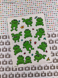 Vintage Hallmark Hoppy Happy Frogs & Flowers Full Sticker Sheet, Unused