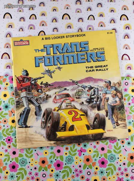 Vintage 1984 Marvel Books The Transformers Big Looker Storybook: The Great Car Rally Softcover