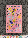 Vintage Stickopotamus "Baby Girl" Binder Sticker Sheet, Unused