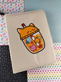 Cute Lil' Boba Cat Cream Off-White Pleather 4-Pocket TCG Binder, NWOT