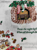 Vintage 'Twas the Night Before Christmas Woodland Animals Festive Fabric Remnant, 2 yd x 45" W