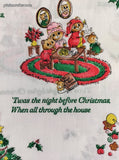 Vintage 'Twas the Night Before Christmas Woodland Animals Festive Fabric Remnant, 2 yd x 45" W