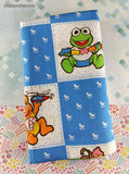 Vintage Jim Henson's Muppet Babies Blue White Fabric Remnant, 2-3/4 yd x 45" W, CLEAN