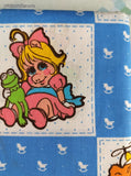 Vintage Jim Henson's Muppet Babies Blue White Fabric Remnant, 2-3/4 yd x 45" W, CLEAN