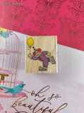 Vintage 1992 Hero Arts #E335 Clown with Balloon Wooden Block/Rubber Stamp