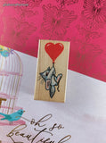 Vintage 1981 All Night Media #218G Cat Balloon Valentine's Heart Wooden Block/Rubber Stamp