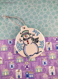 Vintage Stampin' Up! Cute Snowman Round Flat Ceramic Ornament