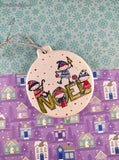 Vintage Stampin' Up! Noel Christmas Elves Round Flat Ceramic Ornament