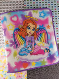 Vintage Lisa Frank Angel Soft Plastic 3-Ring Purple Binder Full Zip