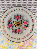Vintage Anchor Hockijng Milk Glass Hand-Painted Floral Butterfly Dinner Plate 10", Great Shape