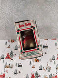 Vintage Giftco Holly Bells Ceramic Christmas Teddy Bear Bell Ornament, NIB