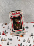 Vintage Giftco Holly Bells Ceramic Christmas Teddy Bear Bell Ornament, NIB