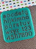 Vintage 1987 TupperToys Blue/Green Alphabet Square Stencil Plate, Nice & Clean