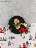 Vintage Disney Donald Duck w/Christmas Wreath Plastic Ornament, Clean w/No Hanger