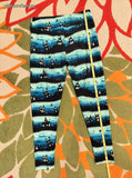 LuLaRoe Women's Tall & Curvy TC Leggings Black & Blue Spooky Haunted House