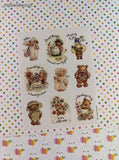 Vintage Hallmark Springtime Garden Party Teddy Bear Full Sticker Sheet, Unused