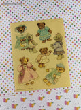 Vintage Carlton Cards Fanciful Teddy Bears Full Sticker Sheet, Unused