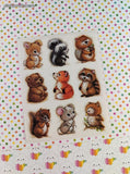 Vintage Cute Lil' Forest Animals Woodland Creatures Full Sticker Sheet, Unused