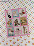Vintage 1989 Gibson Greetings Cute Lil' Animals Full Sticker Sheet, Unused