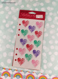 Vintage Stickopotamus "Scribble Hearts" Binder Sticker Sheet, New & Sealed
