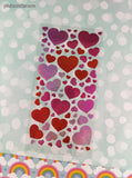 Vintage "Pink & Red Hearts" Shimmer Shiny Full Sticker Sheet, Unused