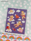 Vintage Valentine's Day Cupid Angel Hearts Full Sticker Sheet, Unused
