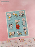 Vintage 1990's Hallmark Peanuts Snoopy Woodstock Full Sticker Sheet, Clean & Unused