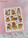Vintage 1995 Hallmark Valentine's Bear Postbear Teddy Bears Full Sticker Sheet, Unused