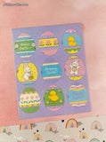 Vintage Happy Easter Eggs Bunnies Flowers Full Sticker Sheet, Unused