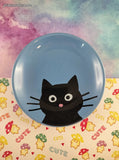 Frisco Wide Eyed Black Kitty Cat Food 5.25" Dish/Curved Plate, Like New