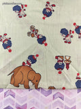 Vintage Circus Fun Clowns Giraffes Fabric Remnant, 1 yd x 45" W
