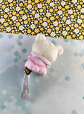San-X Round One Rilakkuma Pink White Teddy Round 1 Soft 3" Plush NWOT