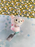 San-X Round One Rilakkuma Pink White Teddy Round 1 Soft 3" Plush NWOT