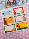 Vintage 2001 Mrs. Grossman's Christmas Gift Labels Fun Animals Full Sticker Sheet, NEW