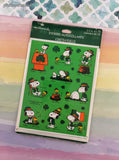 Vintage 1990's Hallmark Peanuts Snoopy St. Patrick's Day Pack/4 Sticker Sheets, New & Sealed