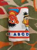 Vintage Sesame Street Bert Ernie Cookie Monster Twin Flat Sheet, Nice & Clean