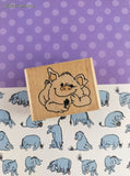 Vintage Suzy's Zoo #A1303D Make a Wish 4-Leaf Clover Cute Lil' Piggy Wooden Block/Rubber Stamp
