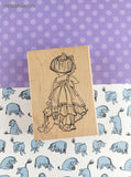 Vintage 1996 Art Impresions T-1518 Back Little Girl Teddy Bear Wooden Block/Rubber Stamp
