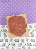 Vintage Angel's Attic #G-0741 Kitty in Flowercart Wooden Block/Rubber Stamp