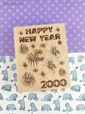 Vintage Diamonds Brand Happy New Year 2000 Wooden Block/Rubber Stamp