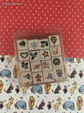 Vintage PSX Personal Stamp Exchange Teeny Weeny Rubber Stamp Set, Christmas
