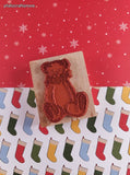 Vintage 1996 Christmas PSX Jingle Bell Teddy #G-1808 Wooden Block/Rubber Stamp, Clean