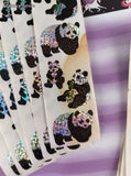 Vintage Hambly SHINY Panda Bears Full Sticker Sheets Set/10 *Damaged*