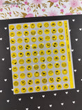 Vintage 1992 Pioneer Gifts Yellow Happy Smiley Faces Full Miniature Sticker Sheet