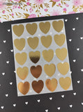 Vintage SHINY Gold Hearts Full Sticker Sheet