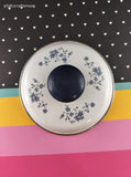 Vintage White Enamel Blue Floral Patterned Cooking Pot Lid 6.5", Clean