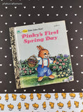 Vintage 1990 First Little Golden Book, Pinky's First Spring Day, Hardcover