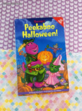 Vintage 1999 Barney's Peekaboo Halloween! Lift & Peek Board Book, Hardcover